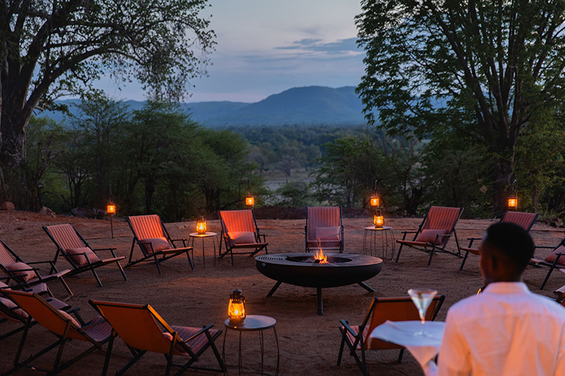 Camp fire at Chichele Presidential Lodge - South Luangwa National Park, Zambia